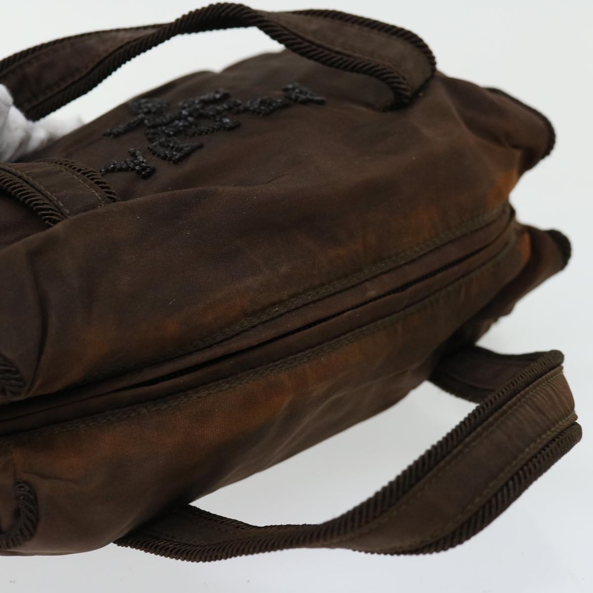 PRADA Hand Bag Nylon Brown Auth bs12121