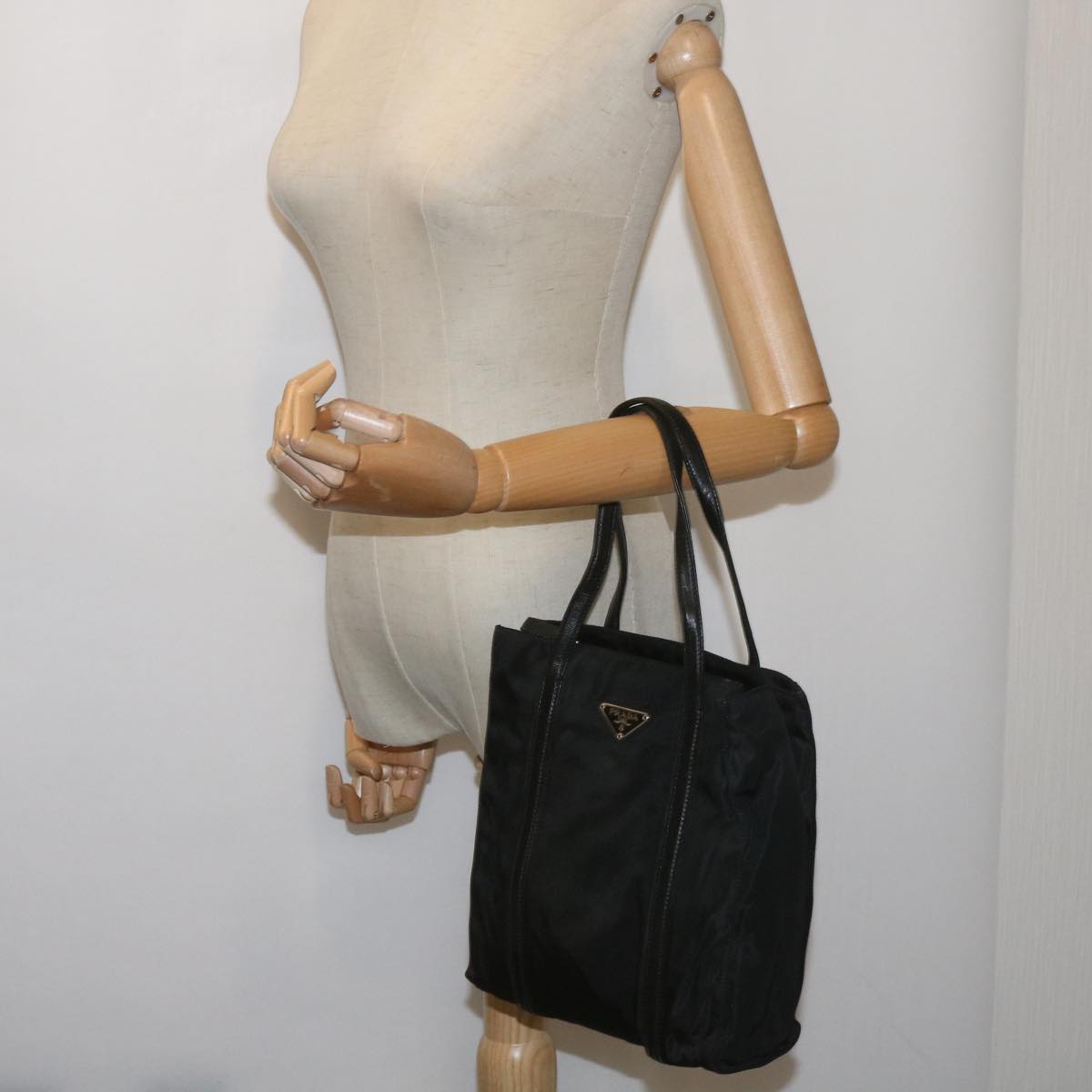 PRADA Hand Bag Nylon Black Auth bs12123