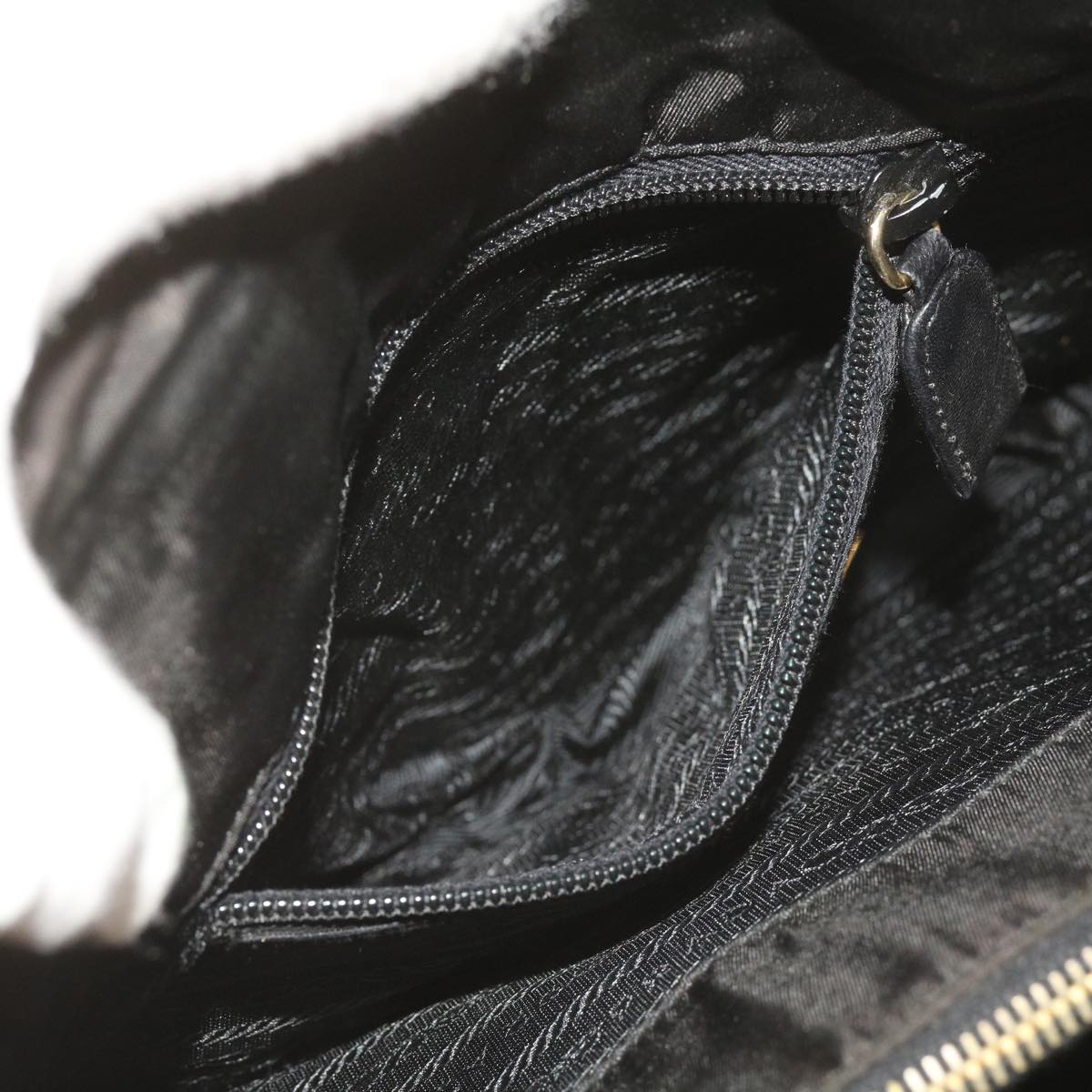 PRADA Chain Shoulder Bag Leather Black Auth bs12124