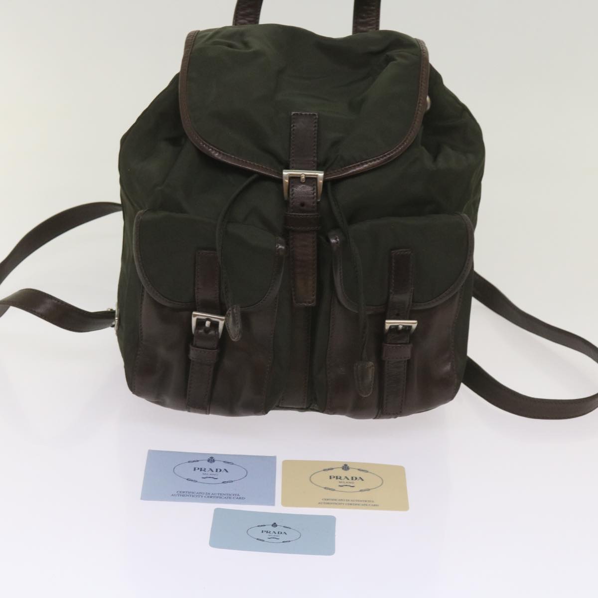 PRADA Backpack Nylon Green Auth bs12126