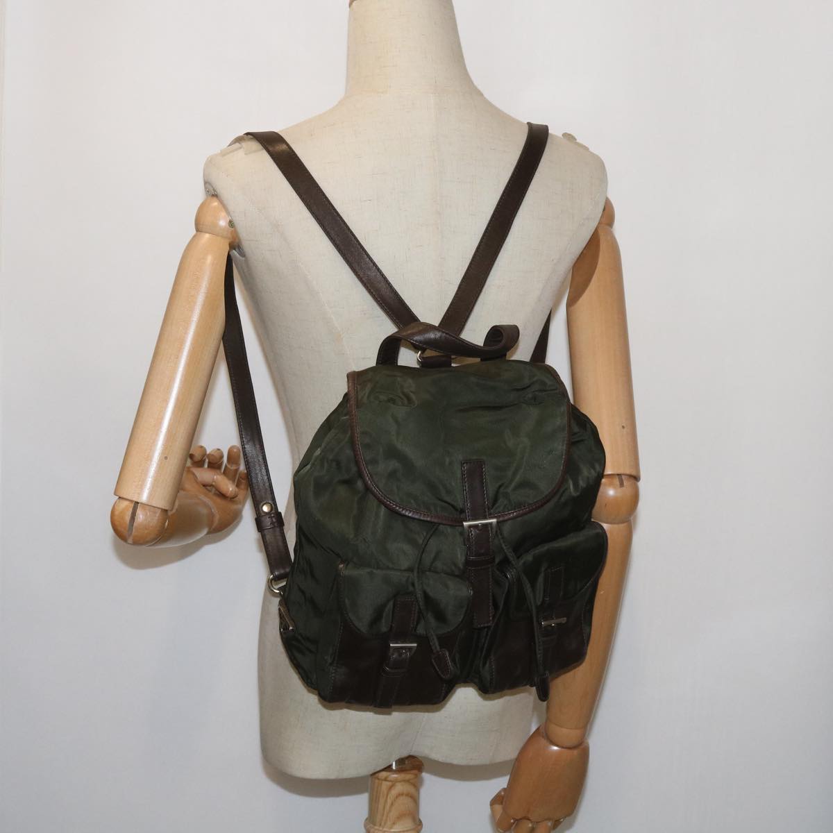 PRADA Backpack Nylon Green Auth bs12126