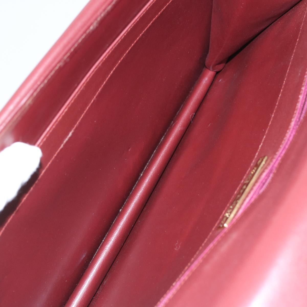 CARTIER Shoulder Bag Leather Wine Red Auth bs12129