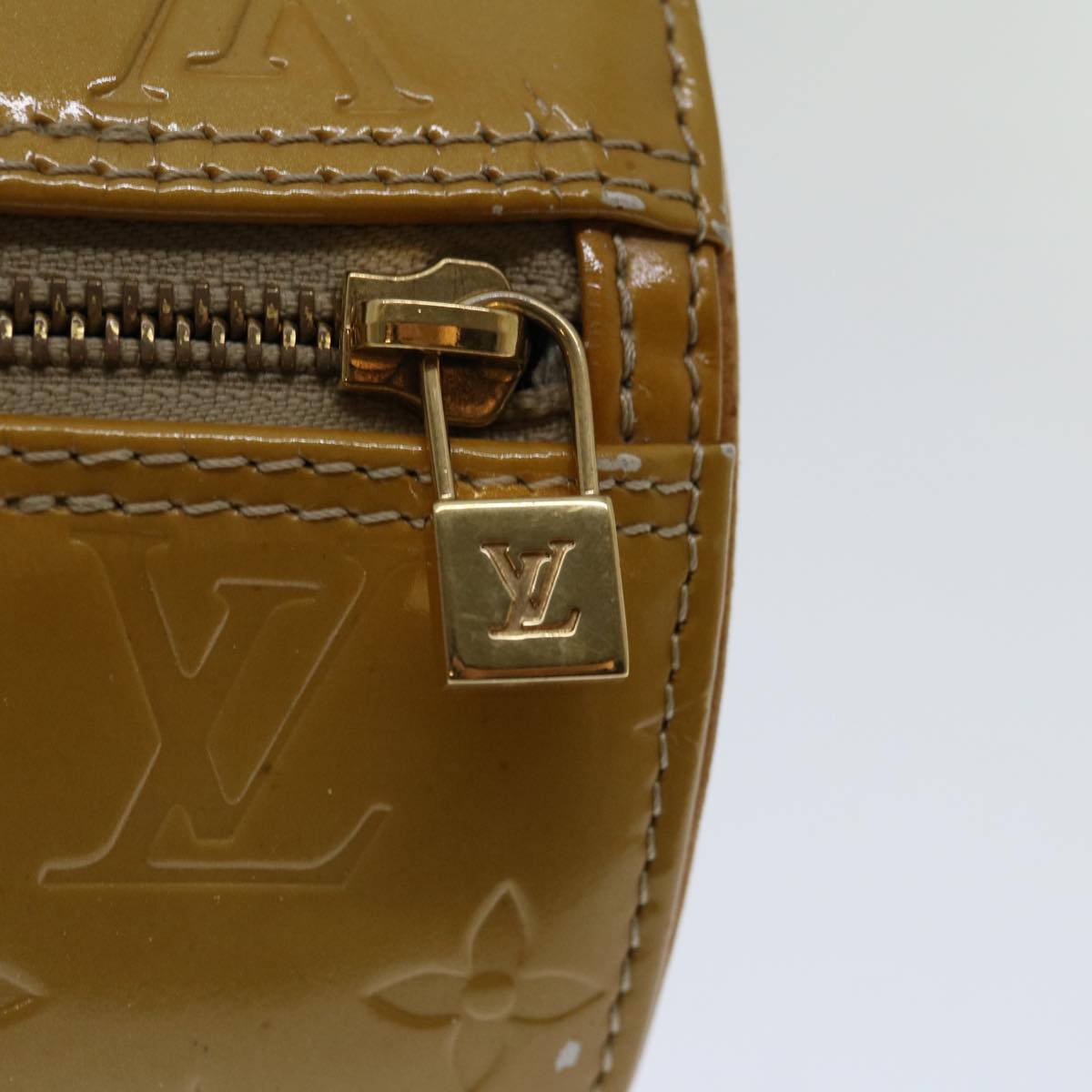 LOUIS VUITTON Monogram Vernis Bedford Hand Bag Beige M91006 LV Auth bs12133