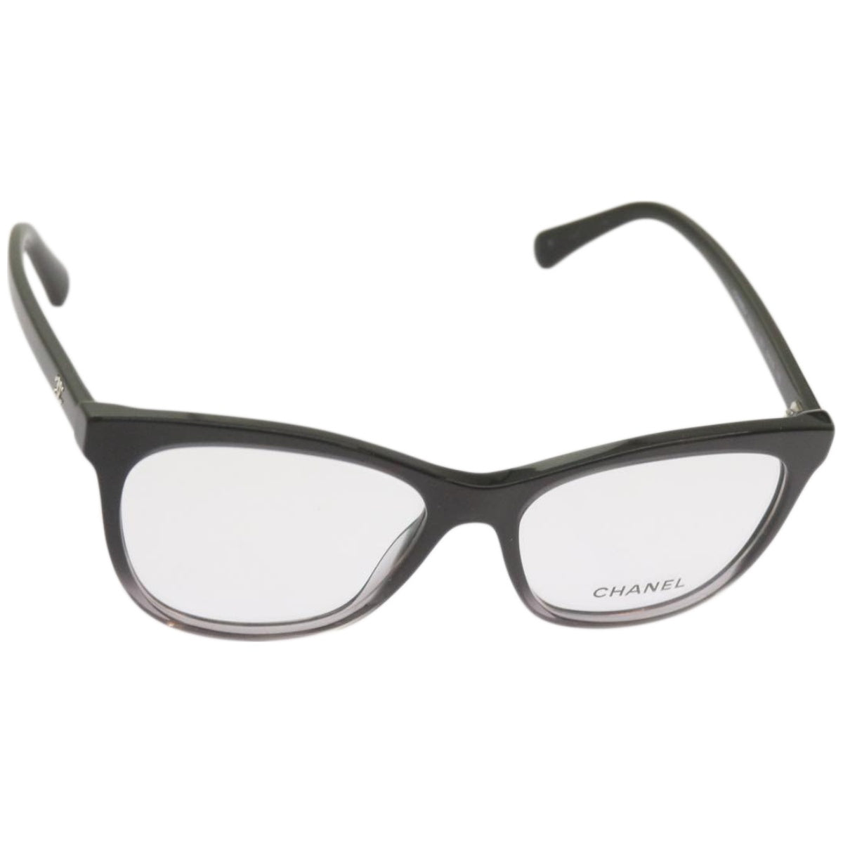 CHANEL Glasses plastic Black CC Auth bs12146
