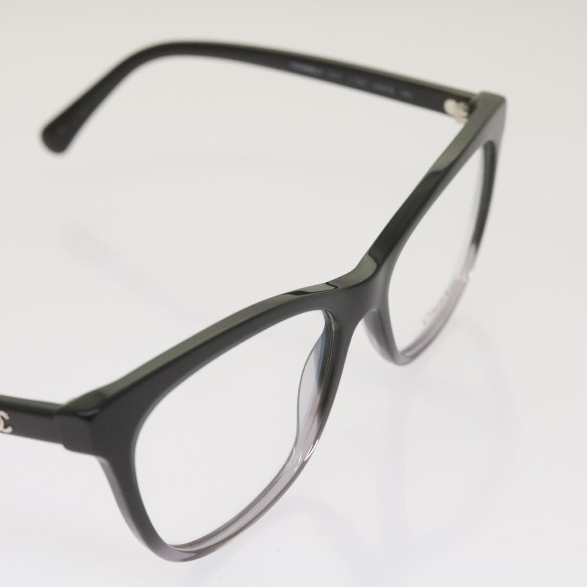 CHANEL Glasses plastic Black CC Auth bs12146