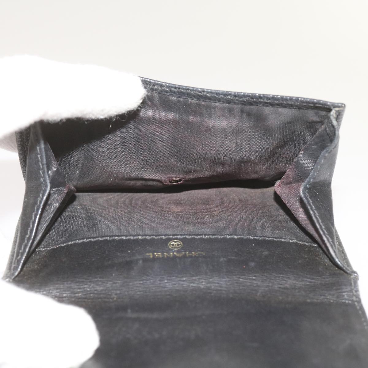 CHANEL Wallet Caviar Skin Black CC Auth bs12147