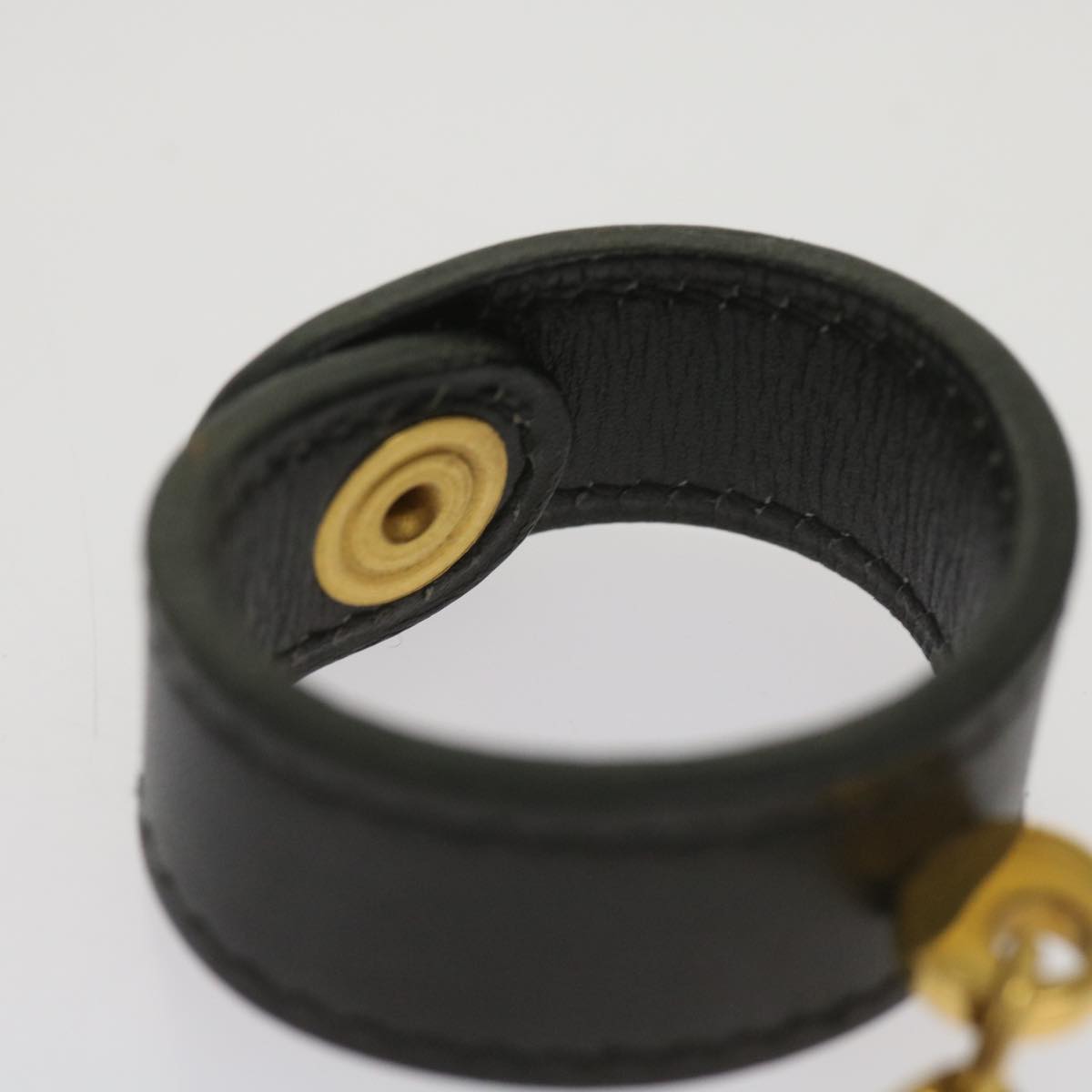 HERMES Nomad Glove Holder Charm Leather Black Gold Auth bs12148