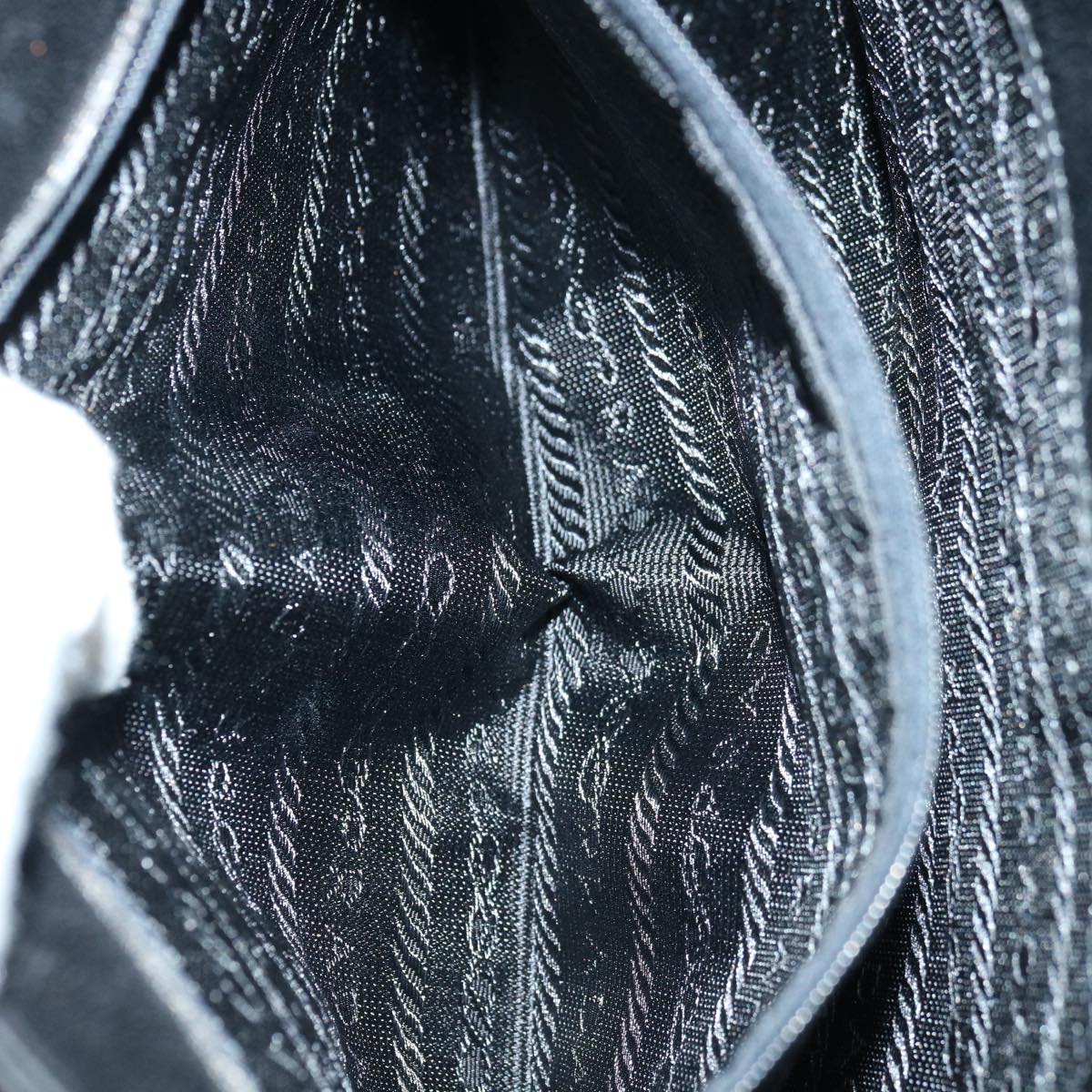 PRADA Clutch Bag Leather Black Auth bs12152