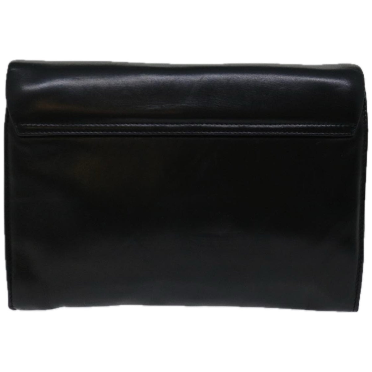 PRADA Clutch Bag Leather Black Auth bs12152 - 0