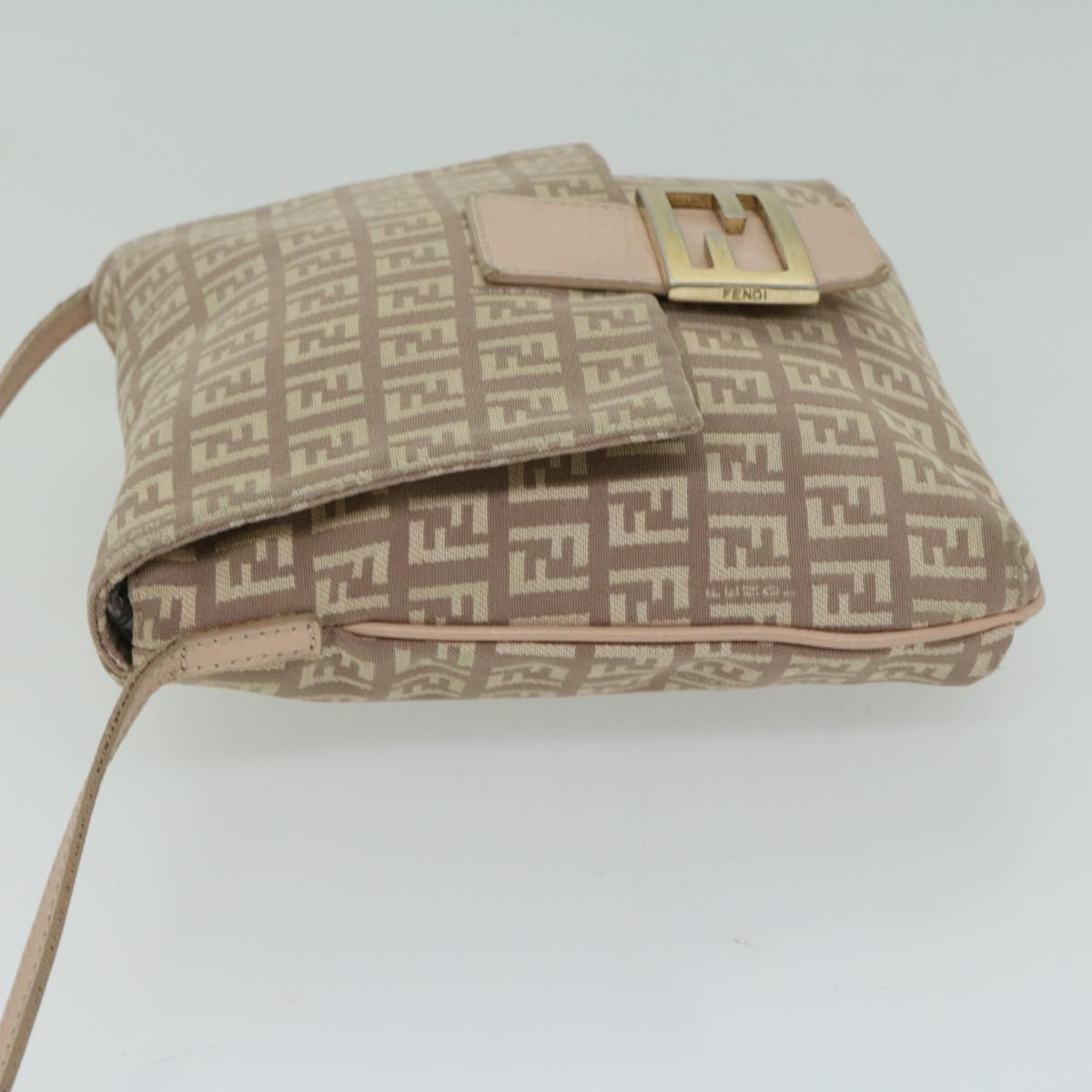 FENDI Zucchino Canvas Shoulder Bag Pink Auth bs12154