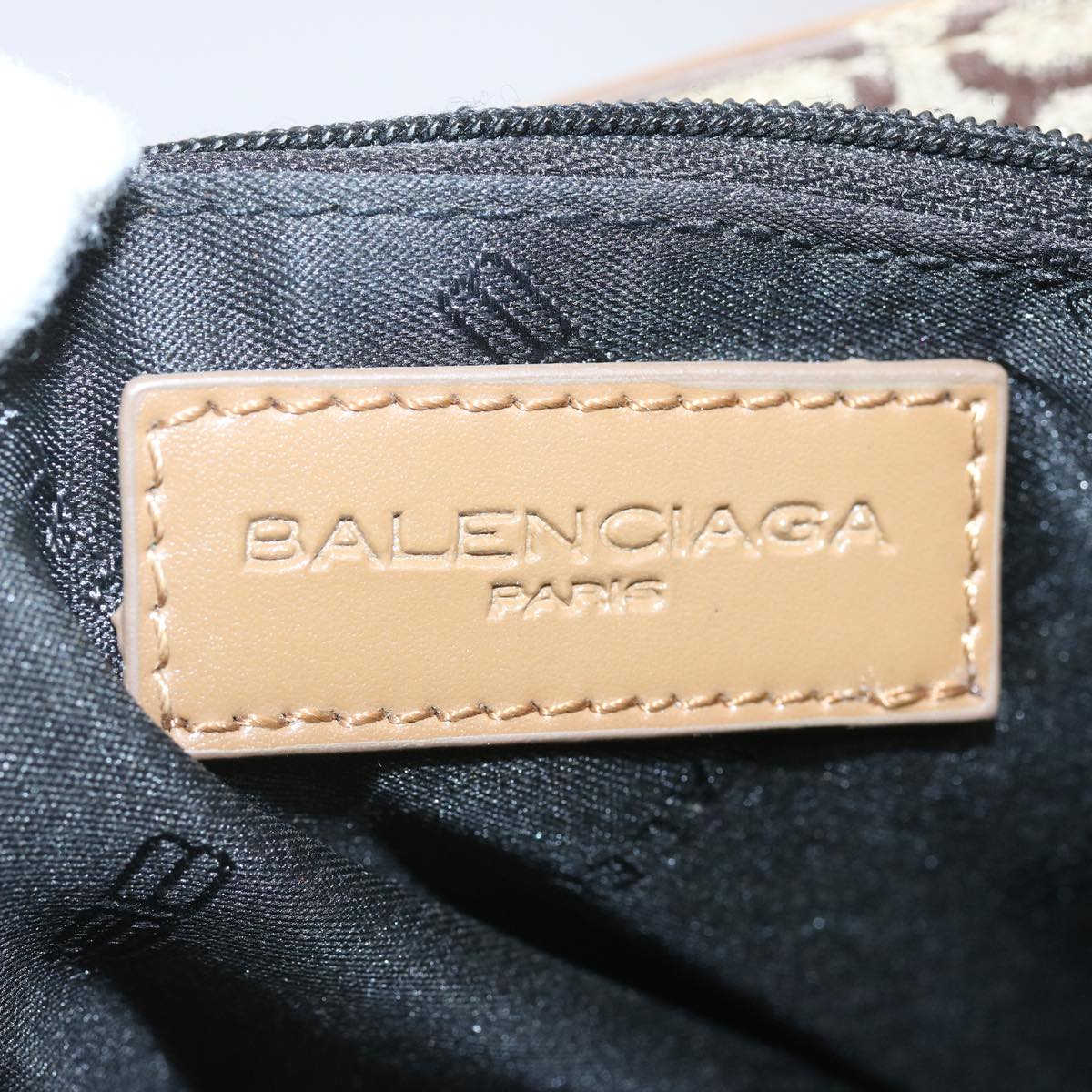 BALENCIAGA Hand Bag Canvas Beige Auth bs12163