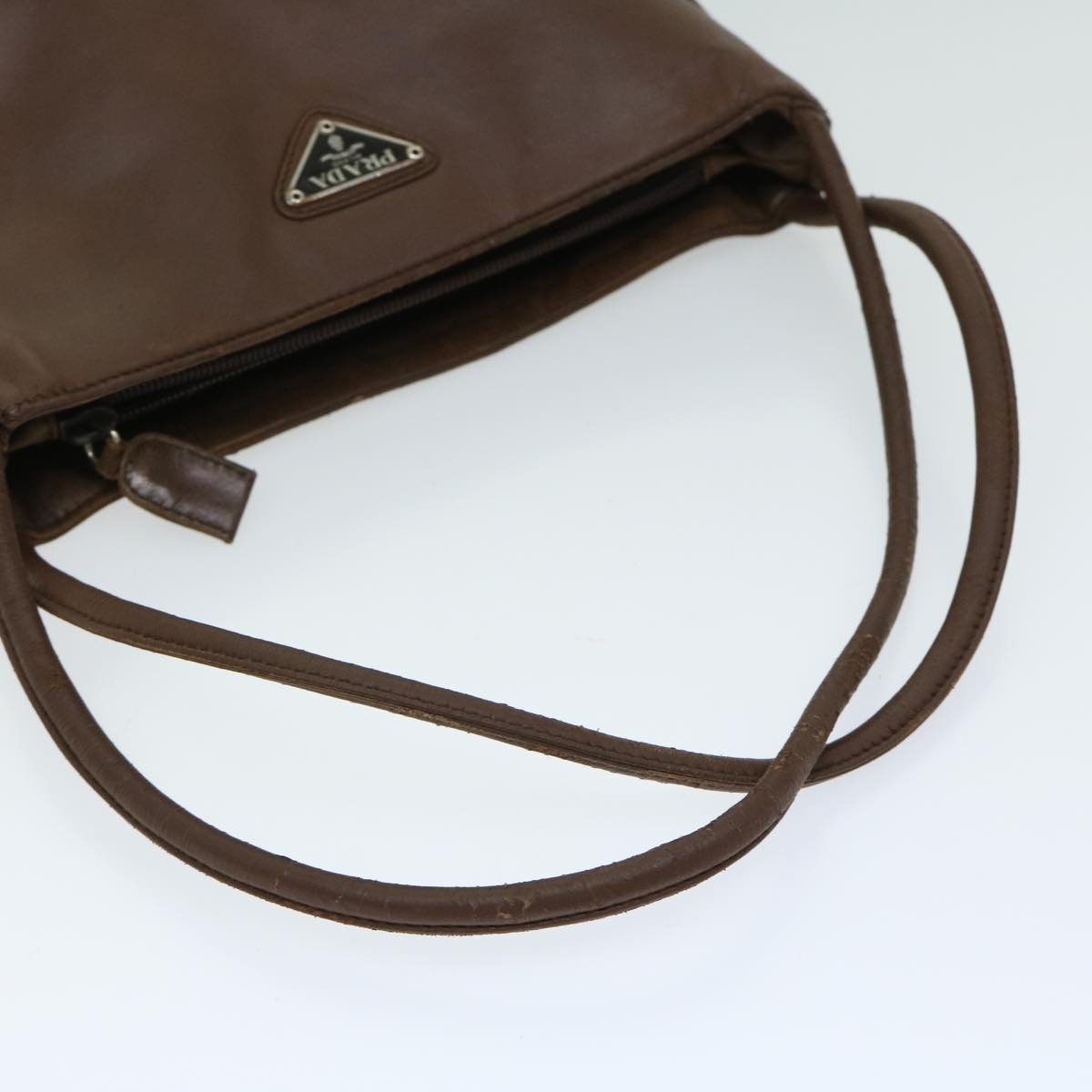 PRADA Shoulder Bag Leather Brown Auth bs12179