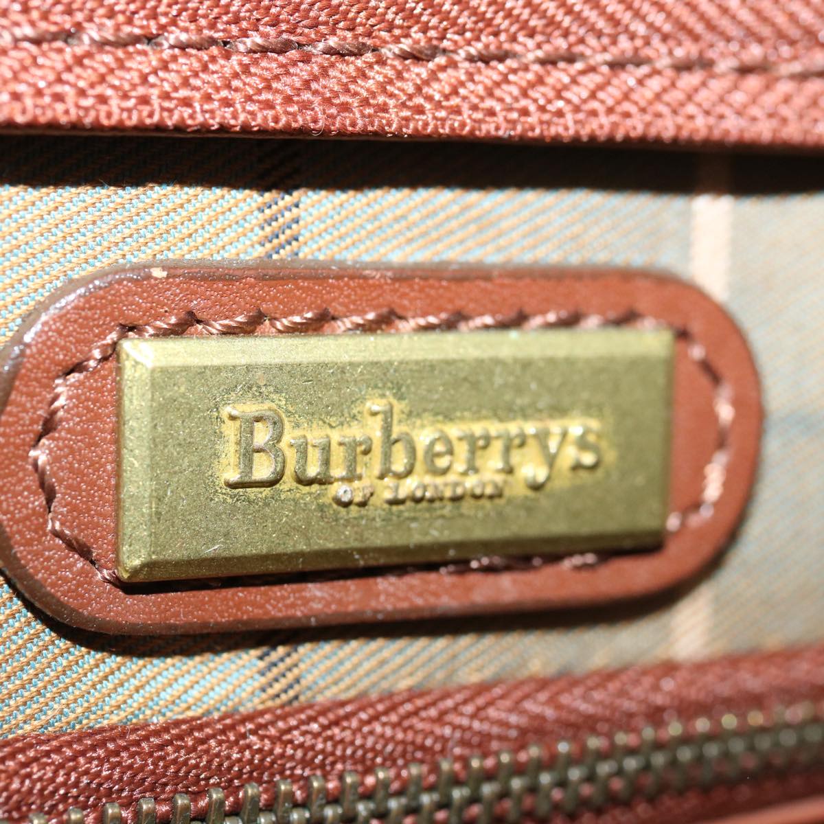 Burberrys Clutch Bag Leather Brown Auth bs12180