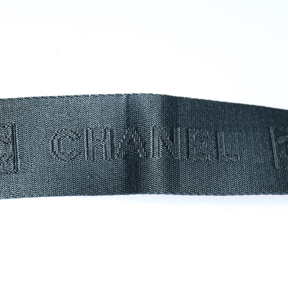 CHANEL Adjustable Shoulder Strap Canvas 22.8""-45.7"" Black CC Auth bs12186