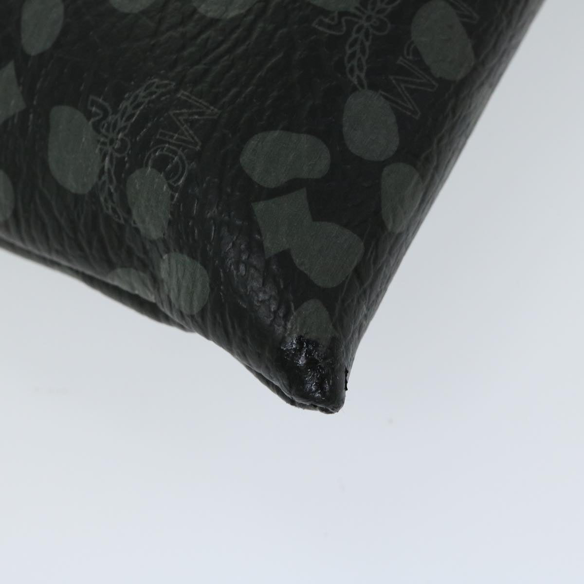 MCM Studs Vicetos Logogram Clutch Bag PVC Black Auth bs12187