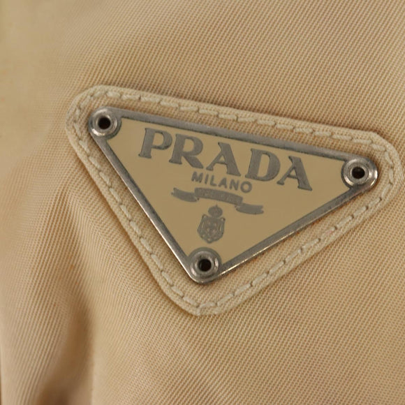 PRADA Shoulder Bag Nylon Beige Auth bs12189