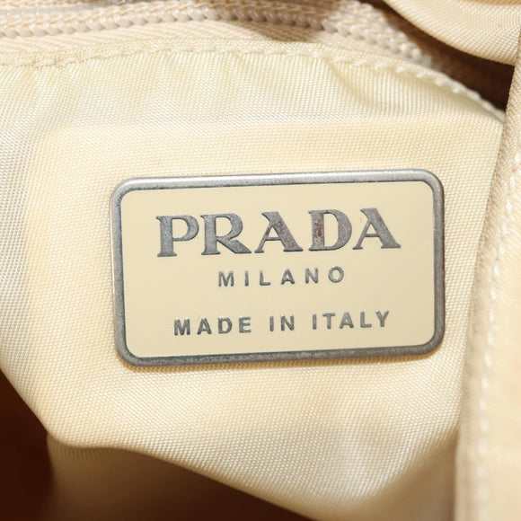 PRADA Shoulder Bag Nylon Beige Auth bs12189