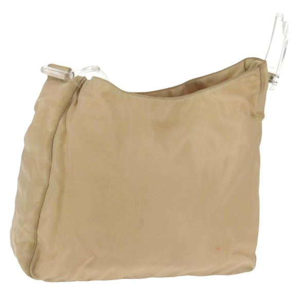 PRADA Shoulder Bag Nylon Beige Auth bs12189