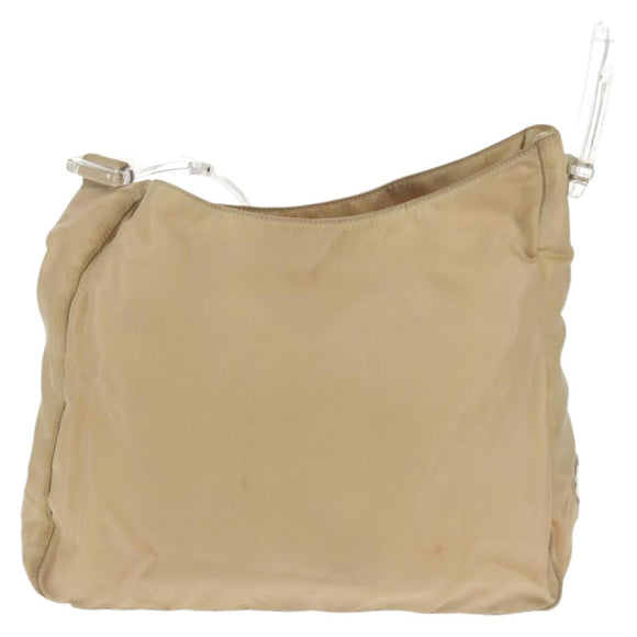 PRADA Shoulder Bag Nylon Beige Auth bs12189