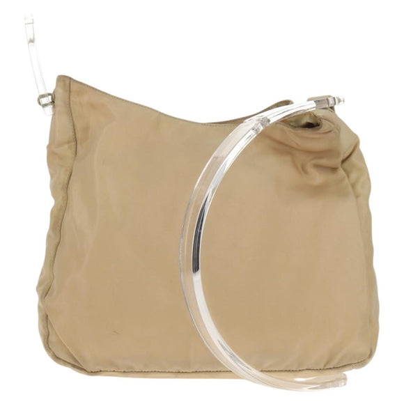 PRADA Shoulder Bag Nylon Beige Auth bs12189