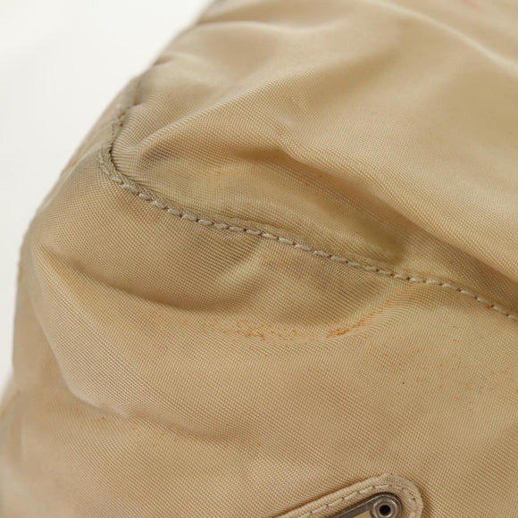 PRADA Shoulder Bag Nylon Beige Auth bs12189