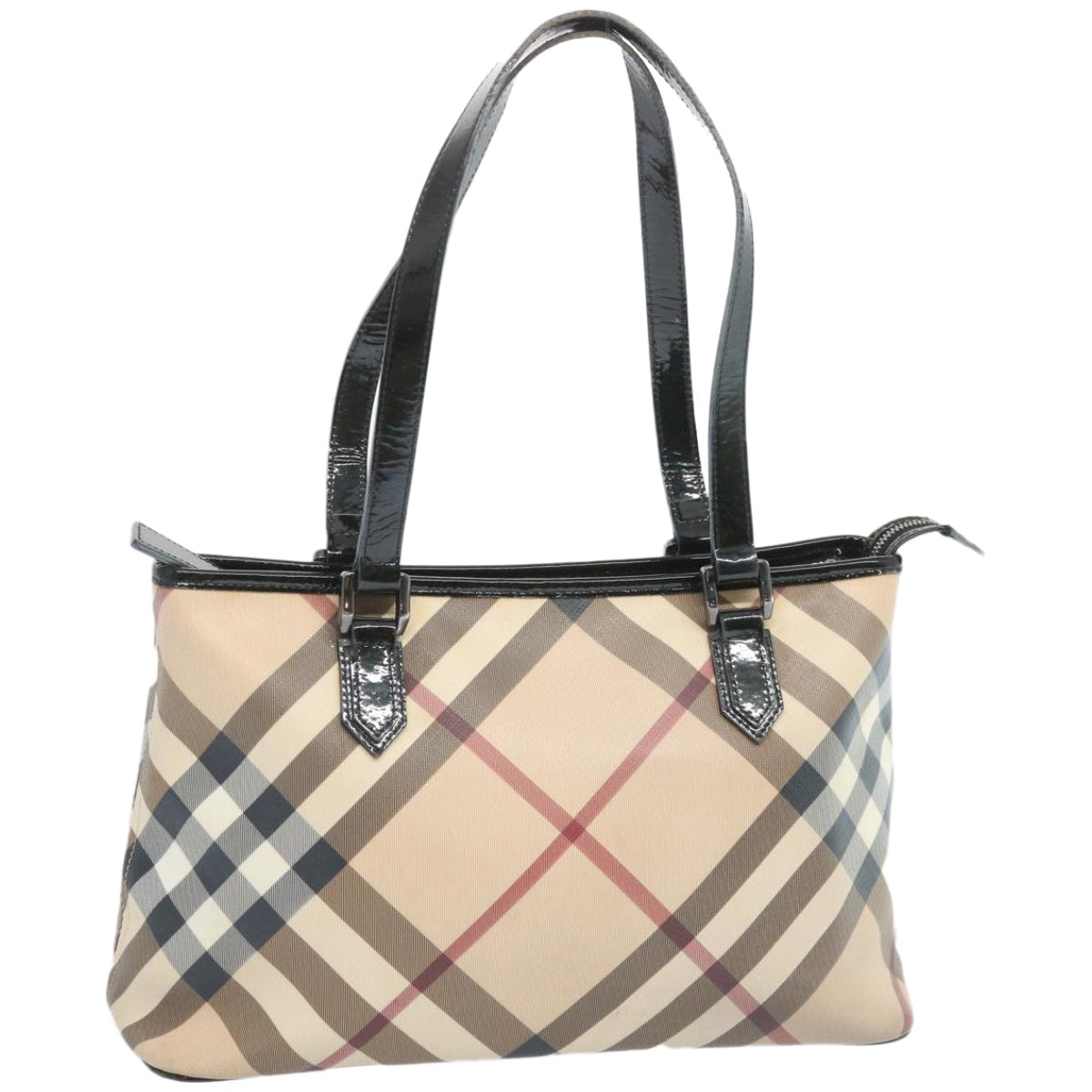 BURBERRY Nova Check Tote Bag Coated Canvas Beige Auth bs12192