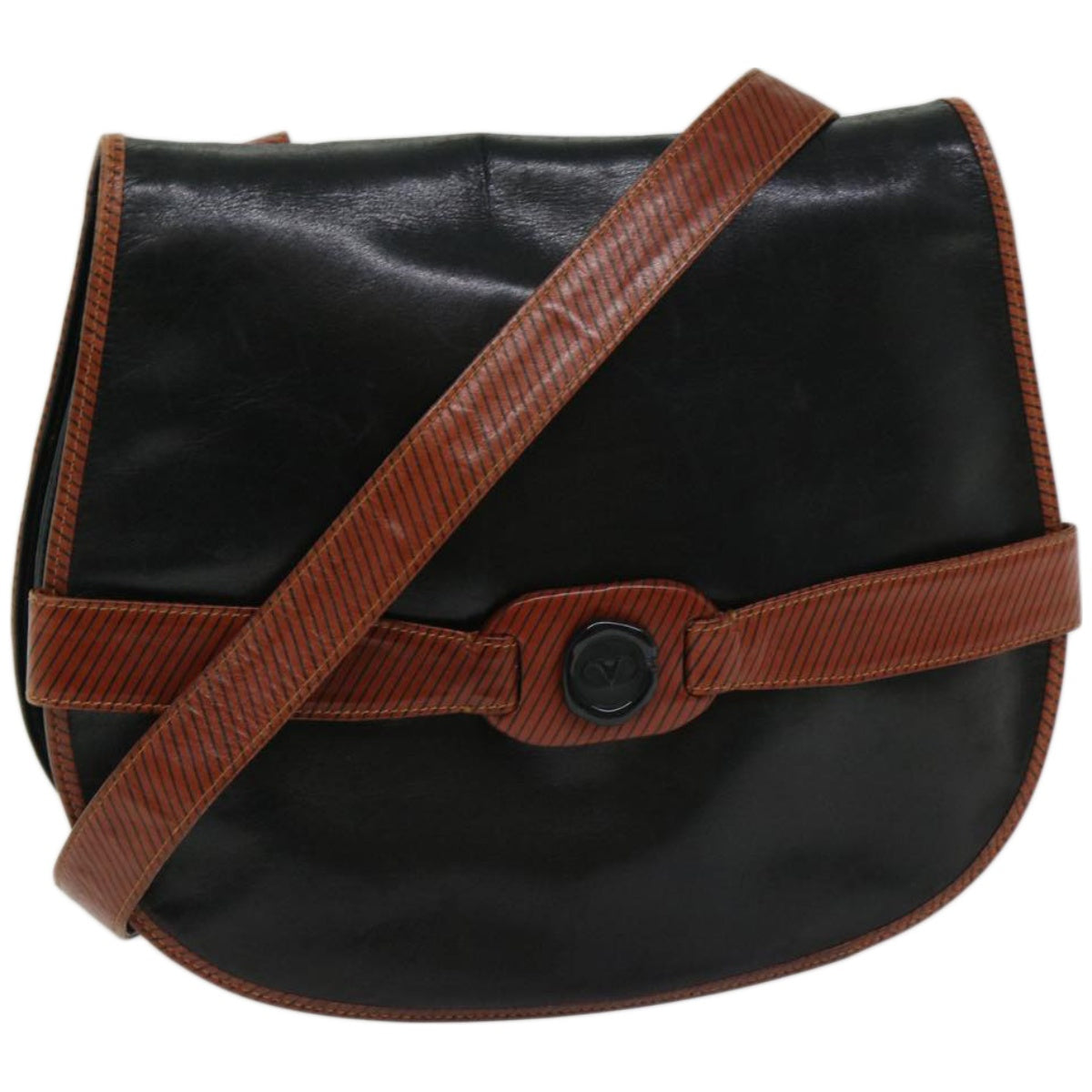 VALENTINO Shoulder Bag Leather Black Auth bs12193