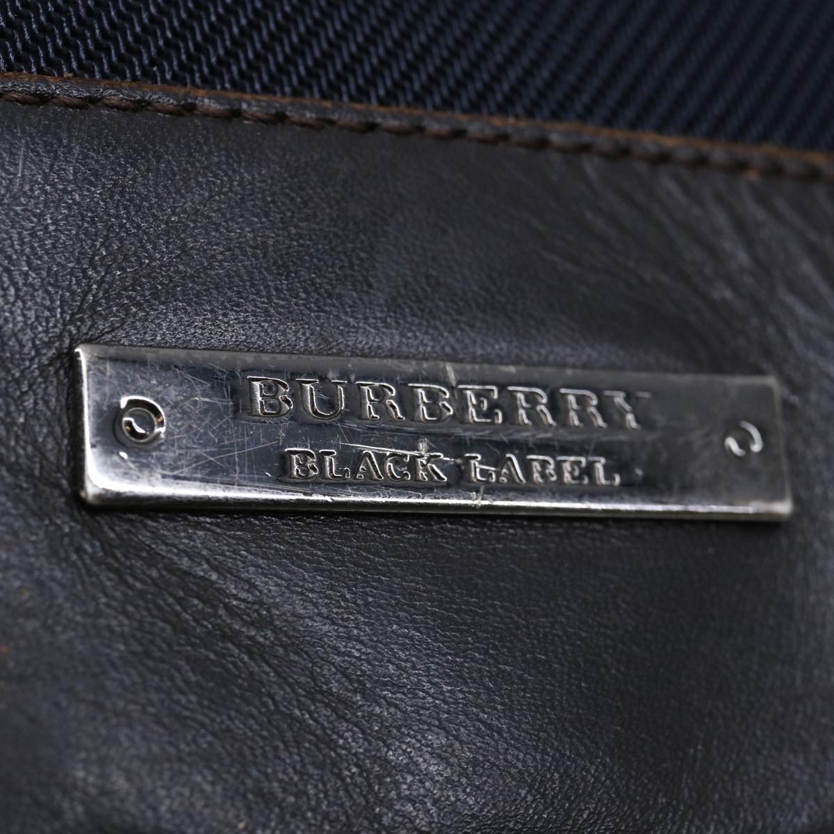 BURBERRY Nova Check Black label Shoulder Bag Canvas Navy Auth bs12199