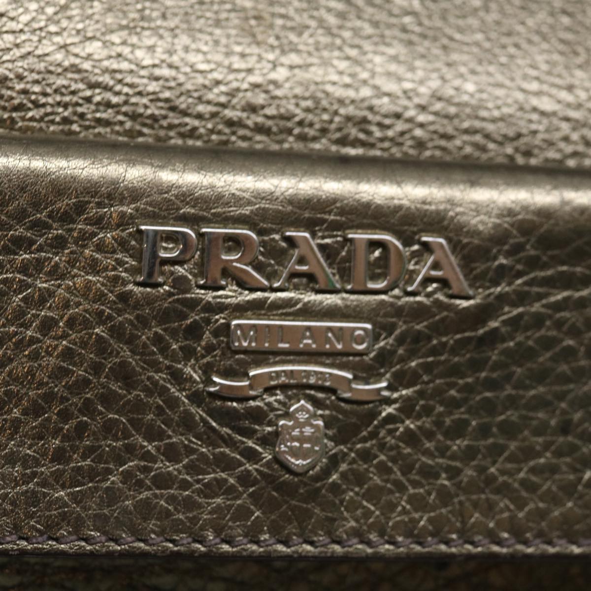 PRADA Shoulder Bag Leather Gold Tone Auth bs12202