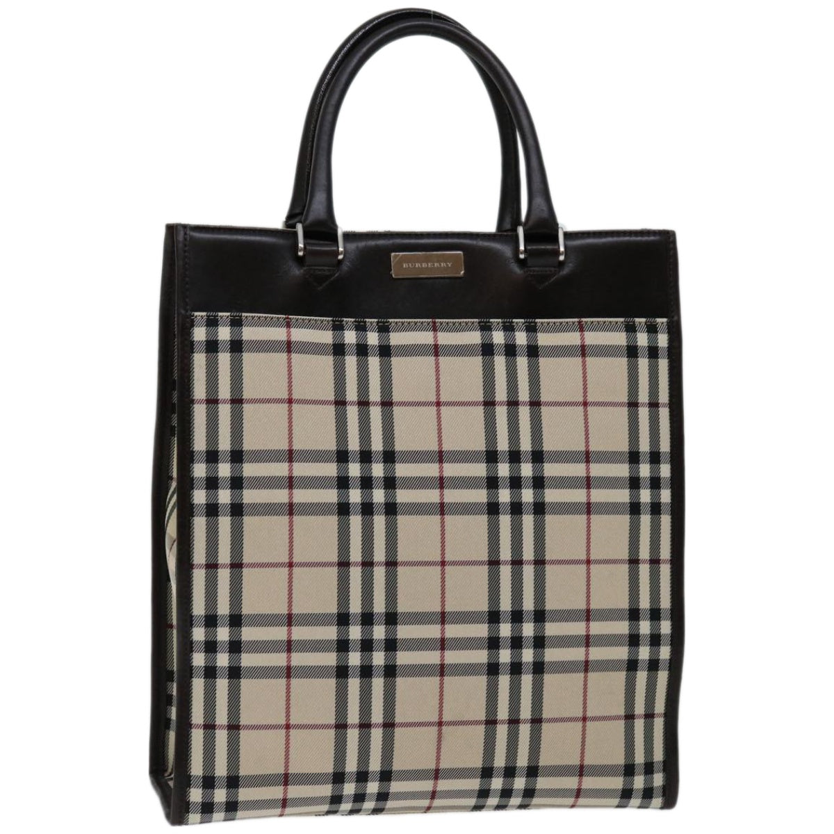 BURBERRY Nova Check Hand Bag Nylon Beige Auth bs12209