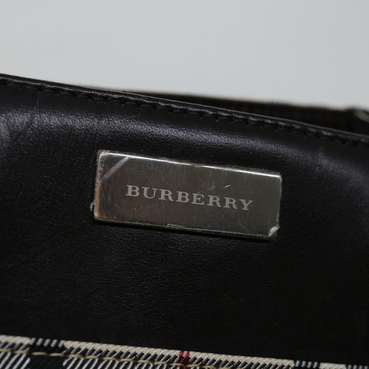 BURBERRY Nova Check Hand Bag Nylon Beige Auth bs12209