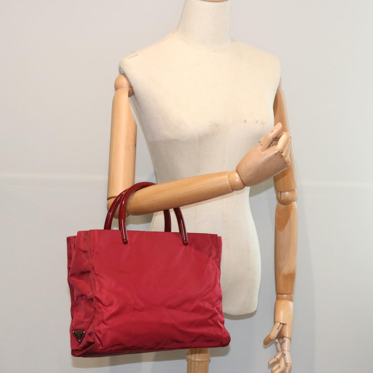 PRADA Hand Bag Nylon Red Auth bs12218