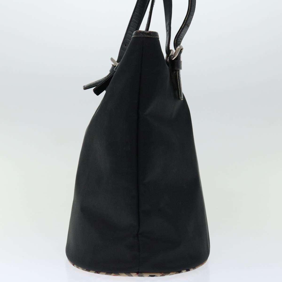 Burberrys Nova Check Blue Label Shoulder Bag Nylon Beige Black Auth bs12222