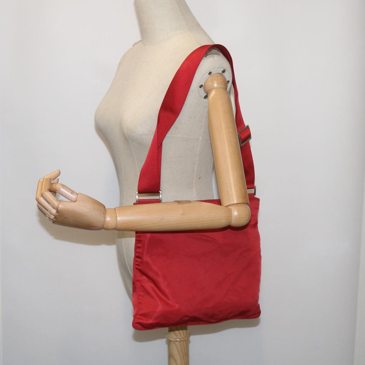 PRADA Shoulder Bag Nylon Red Auth bs12227