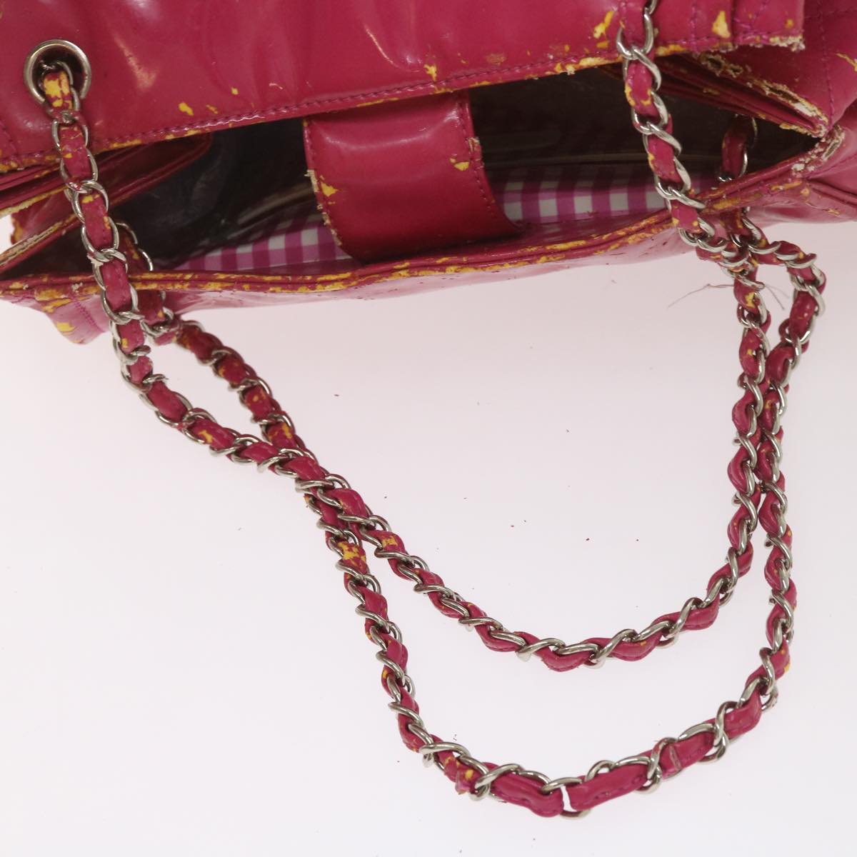 CHANEL COCO Mark Chain Shoulder Bag patent Pink CC Auth bs12234