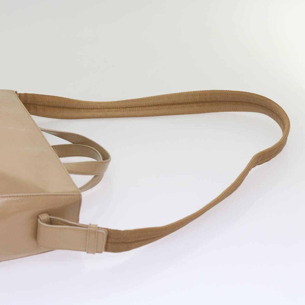 PRADA Hand Bag Leather 2way Beige Auth bs12261