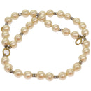 CHANEL Pearl Bracelet metal White CC Auth bs12272-3