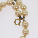 CHANEL Pearl Bracelet metal White CC Auth bs12272-4