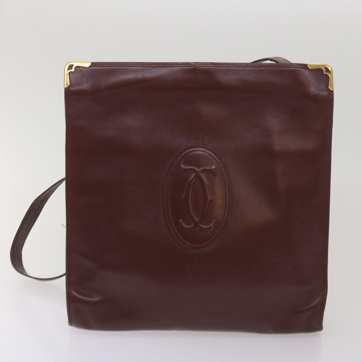 CARTIER Clutch Shoulder Bag Leather 4Set Red Auth bs12275 - 0