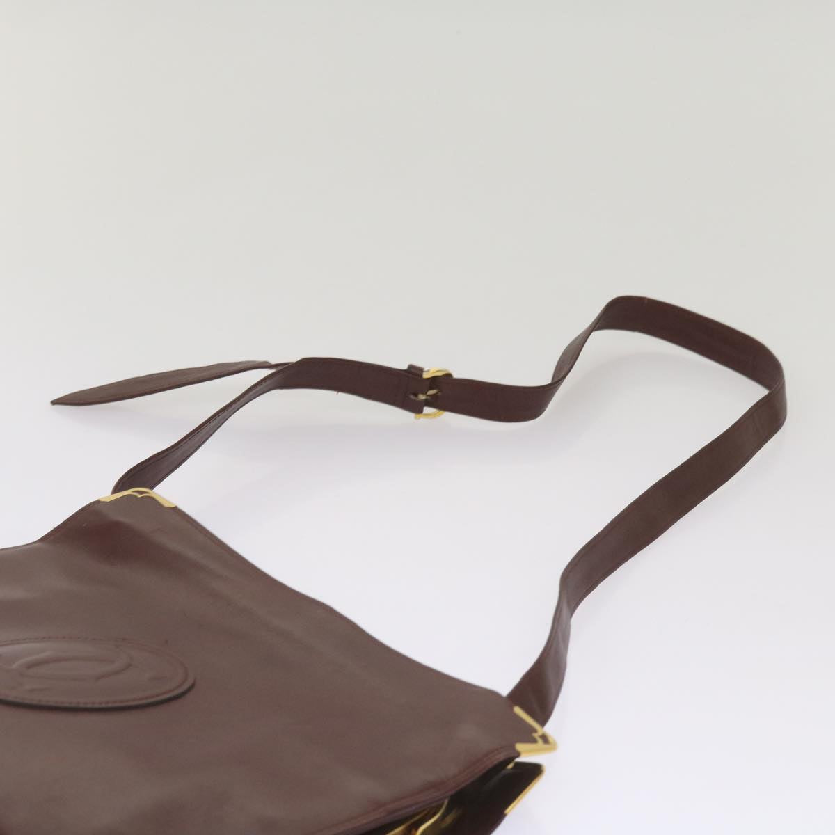 CARTIER Clutch Shoulder Bag Leather 4Set Red Auth bs12275