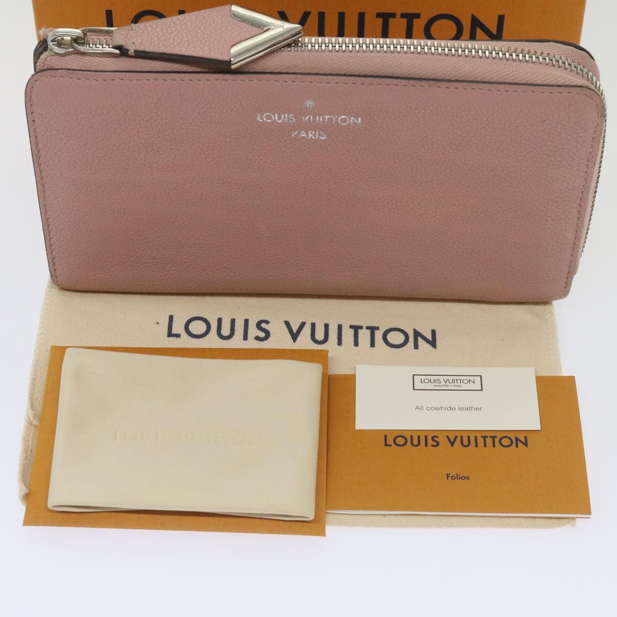 LOUIS VUITTON Portefeuille Comet Long Wallet Leather Pink M60148 LV Auth bs12277