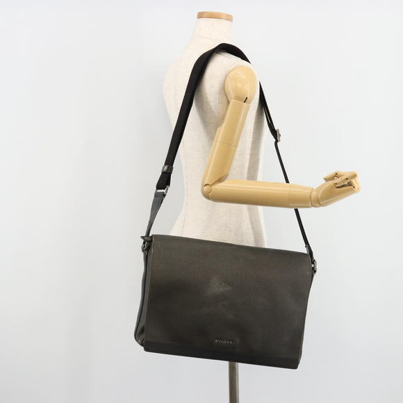 BVLGARI Shoulder Bag PVC Canvas Black Auth bs12281