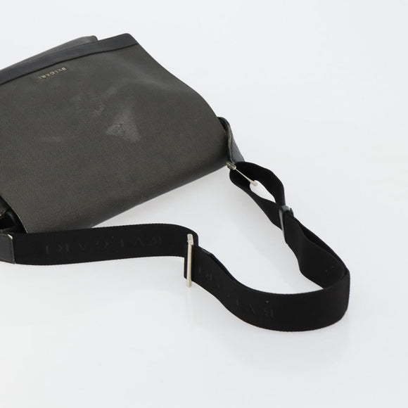 BVLGARI Shoulder Bag PVC Canvas Black Auth bs12281