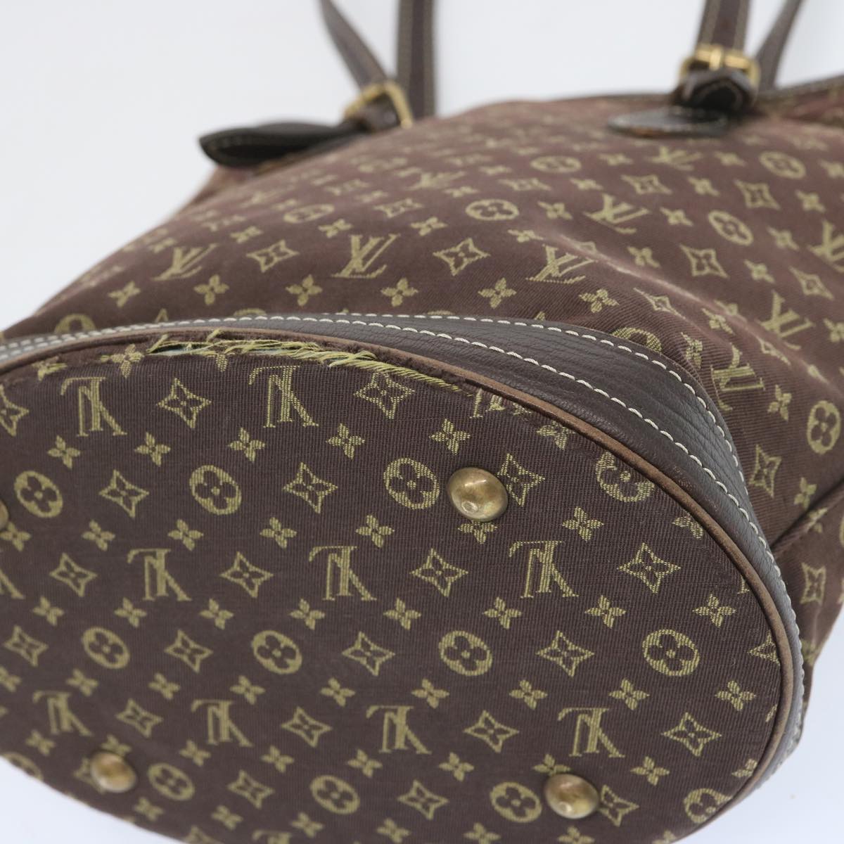 LOUIS VUITTON Monogram Mini Lin Bucket PM Shoulder Bag Brown M95226 Auth bs12287