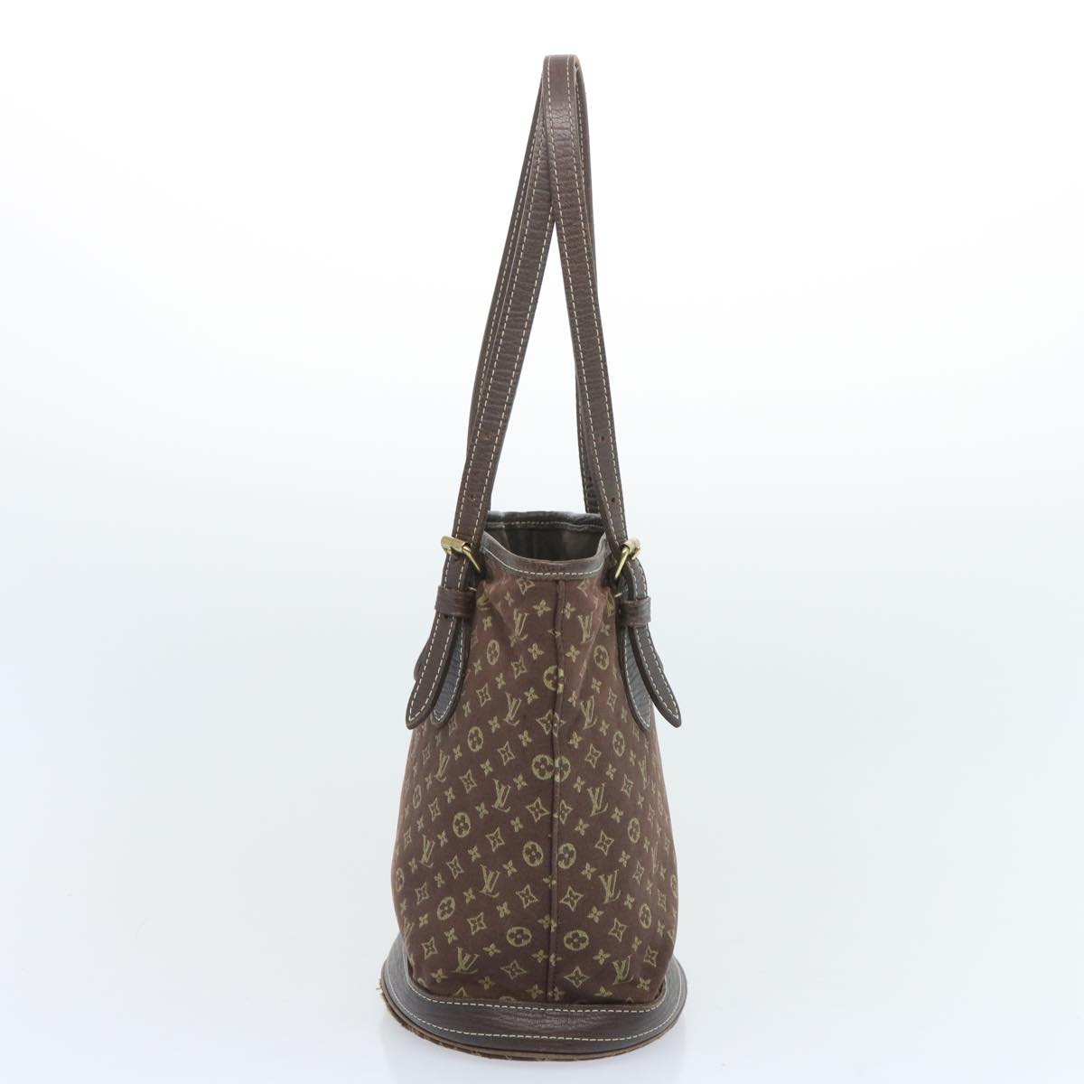 LOUIS VUITTON Monogram Mini Lin Bucket PM Shoulder Bag Brown M95226 Auth bs12287