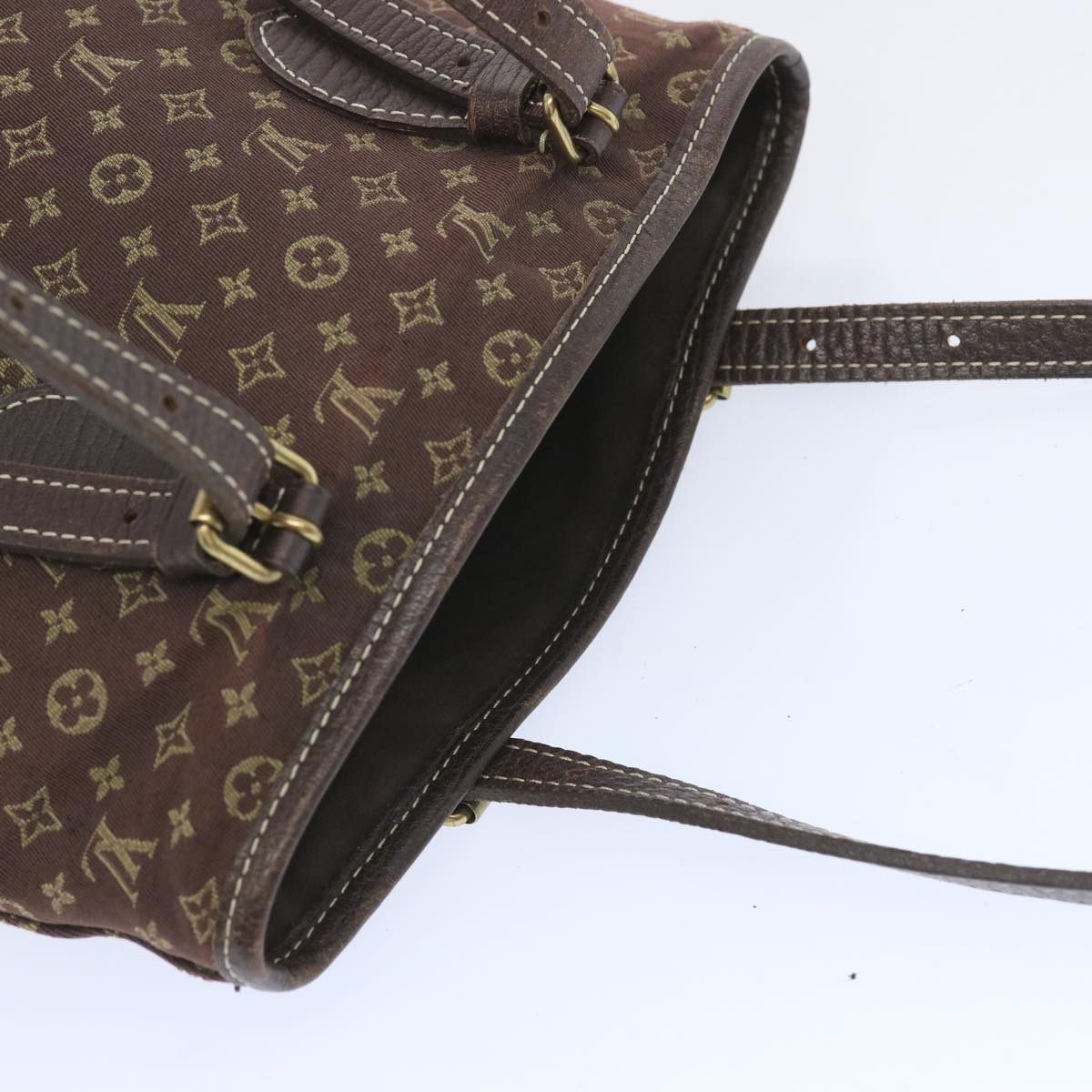 LOUIS VUITTON Monogram Mini Lin Bucket PM Shoulder Bag Brown M95226 Auth bs12287