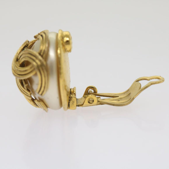 CHANEL Earring Gold CC Auth bs12292
