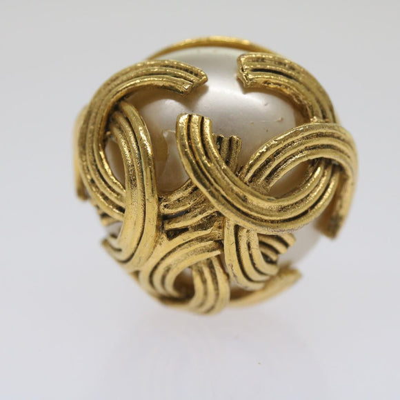 CHANEL Earring Gold CC Auth bs12292