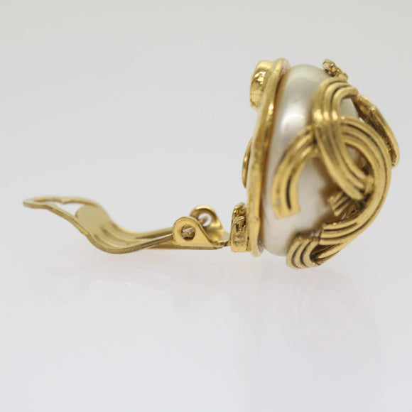 CHANEL Earring Gold CC Auth bs12292