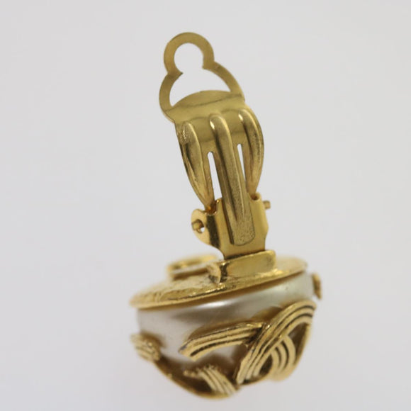 CHANEL Earring Gold CC Auth bs12292